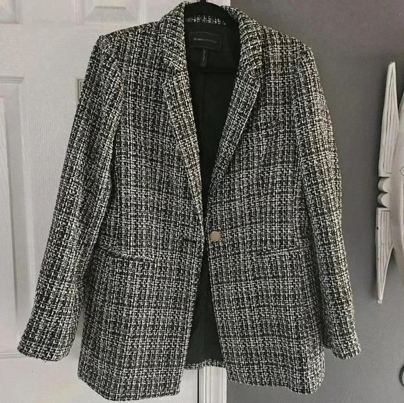 BCBGMAXAZRIA Women's Black & White Tweed Jacket sz L **FREE SHIPPING** - Picture 4 of 7